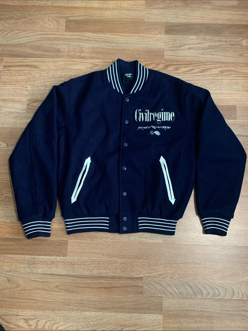 Civil Regime Navy Varsity Jacket with White Trim
